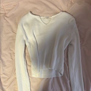 Women's White Ribbed Top